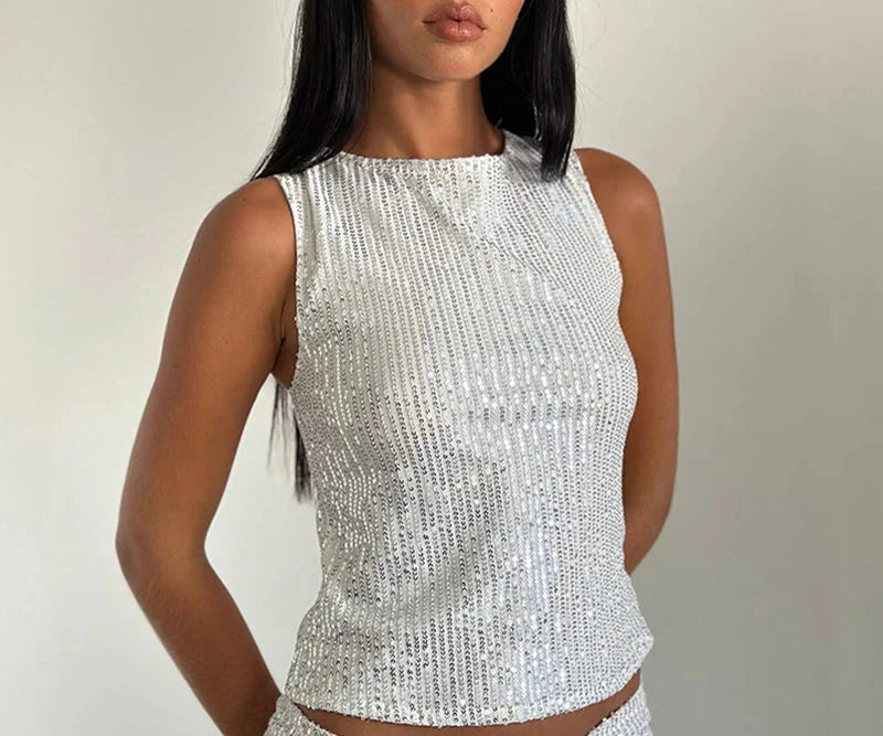 Top scintillant Lila - Argent