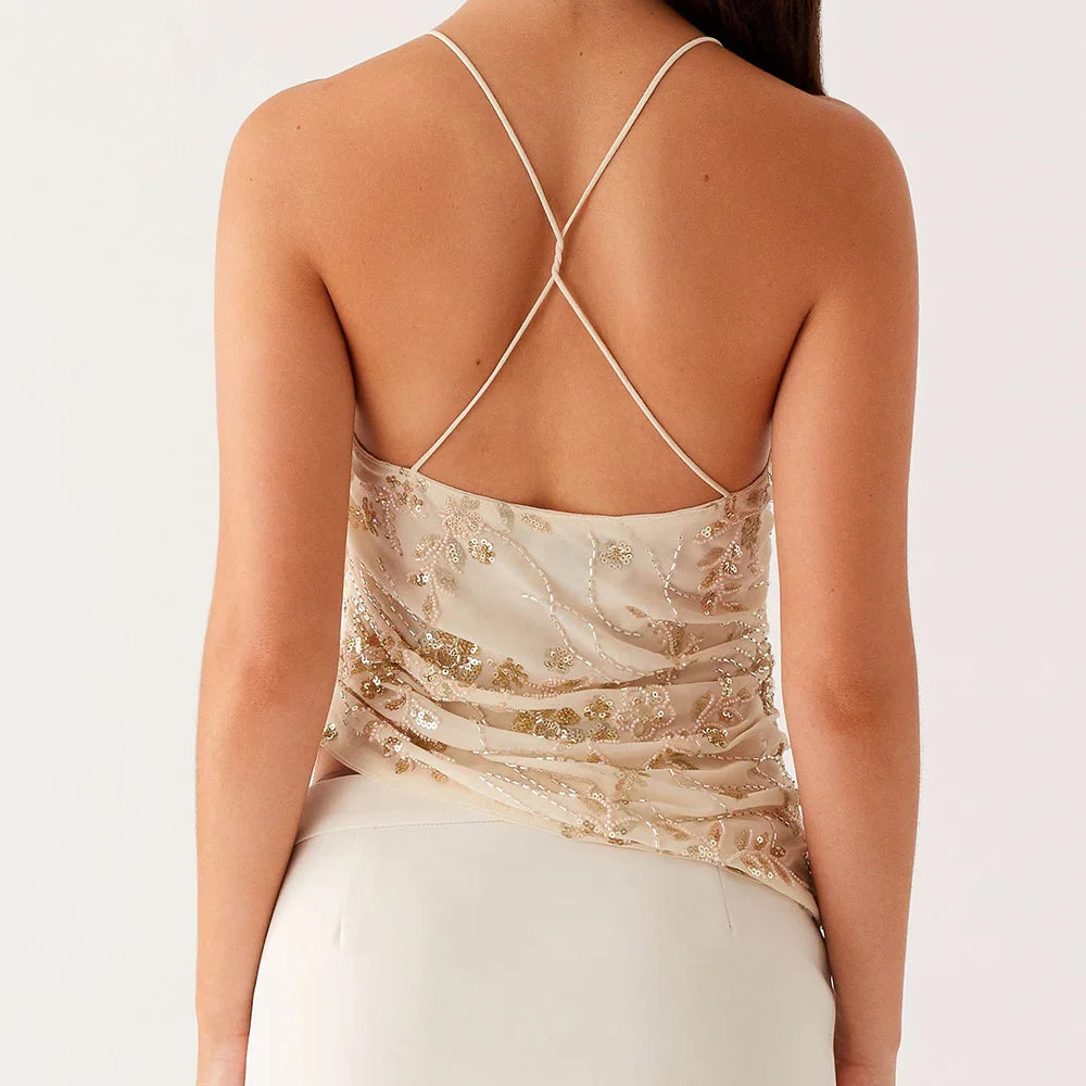 Haut perlé Santana - Ivoire