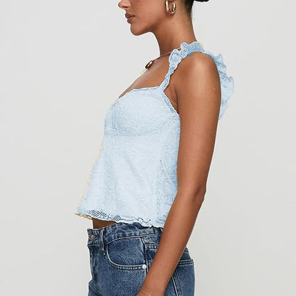 Top Colette Dentelle - Bleu