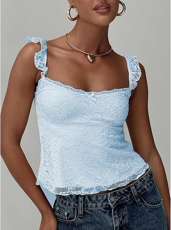 Top Colette Dentelle - Bleu