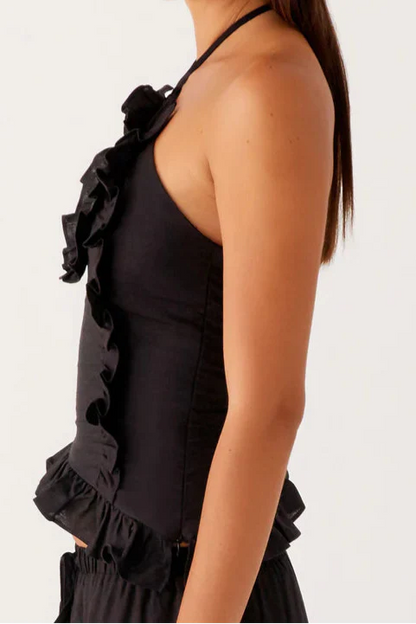 Haut en lin Marina - Noir