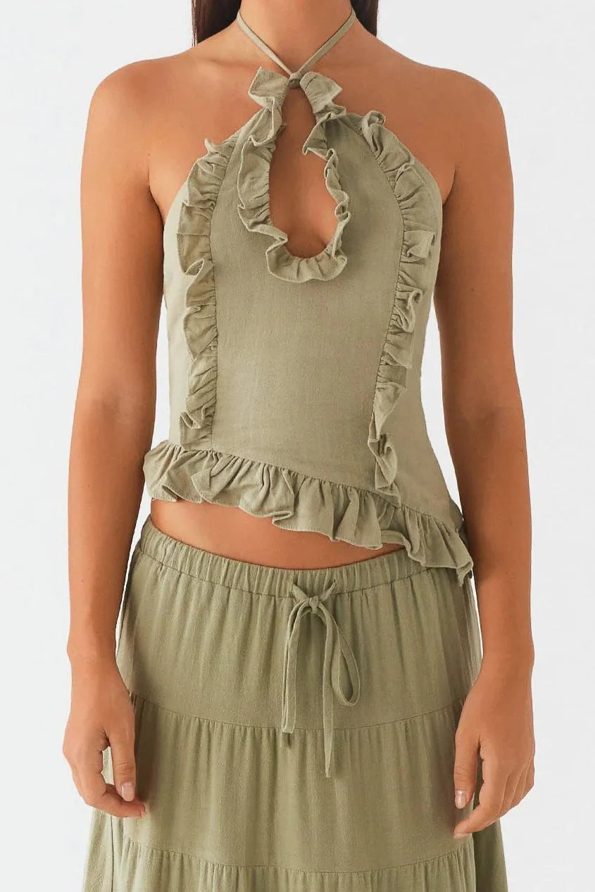 Haut en lin Marina - Sauge