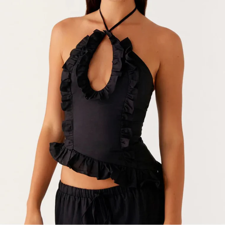 Haut en lin Marina - Noir