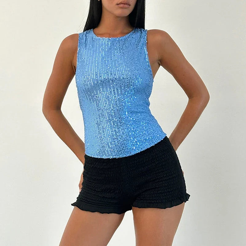 Top scintillant Lila - Bleu
