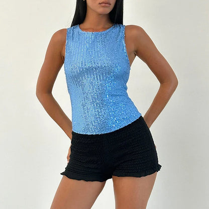 Top scintillant Lila - Bleu