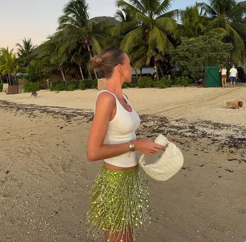 Mini jupe scintillante Bahia - Vert