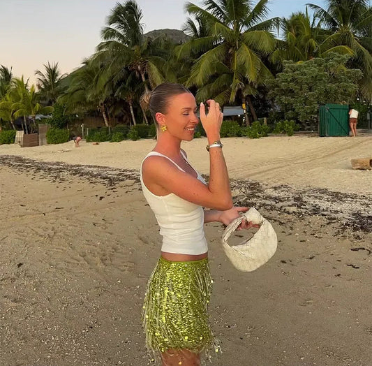 Mini jupe scintillante Bahia - Vert