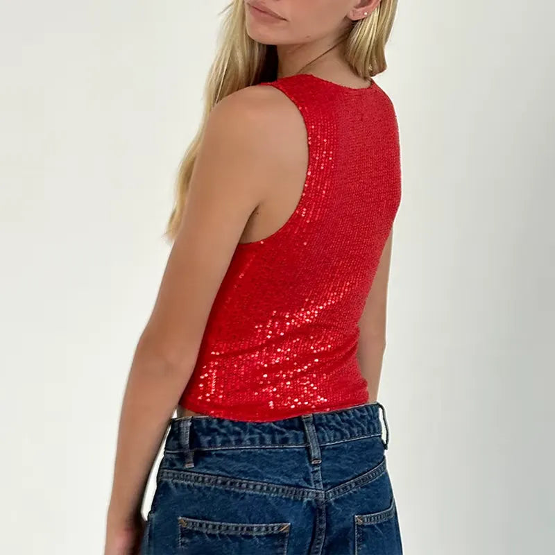 Top scintillant Lila - Rouge