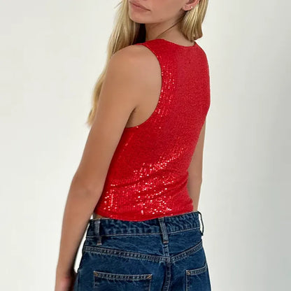 Top scintillant Lila - Rouge