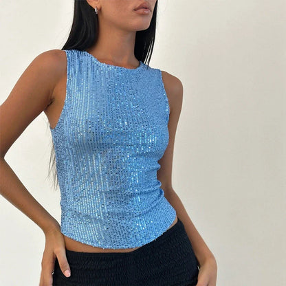 Top scintillant Lila - Bleu