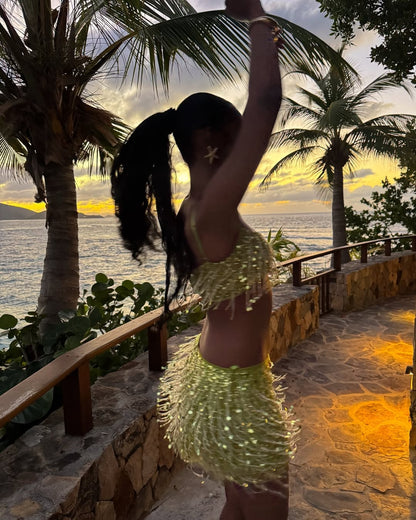 Mini jupe scintillante Bahia - Vert